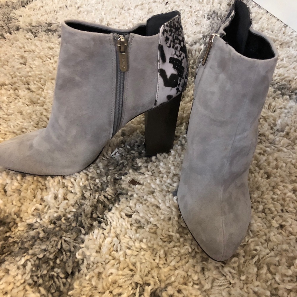 Sam Edelman Circus grey snakeskin booties